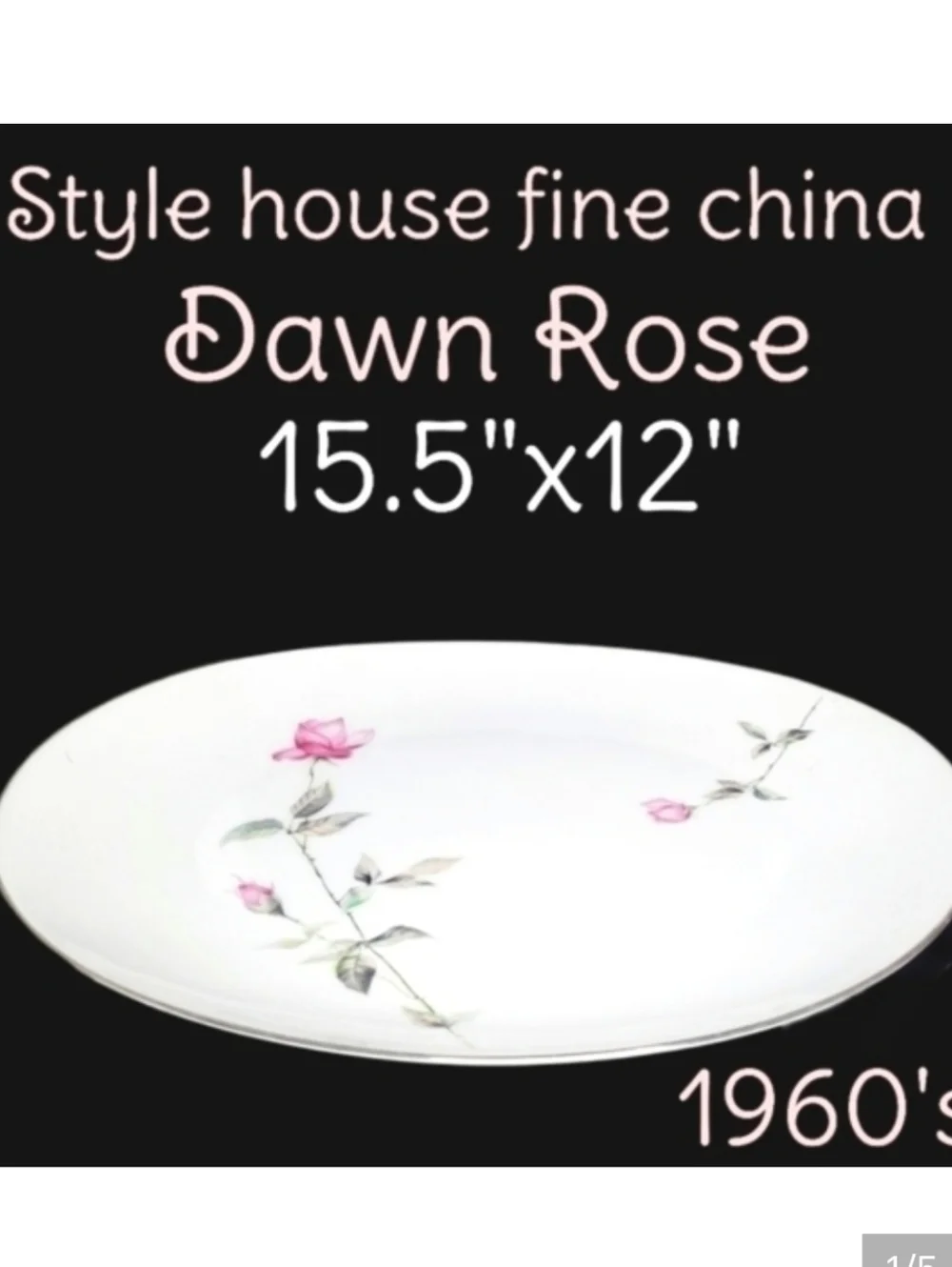 Vintage 1960's Style house fine china dawn rose pattern serving platter 15.5
